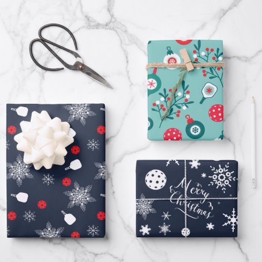 Eigen snavy blue 💙 pickleball Kerstmis Inpakpapier Vel (Voorkant)
