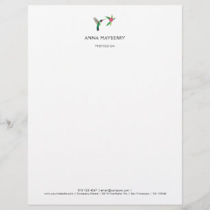 Eigen snuffelkolibrie Letterhead Briefhoofd