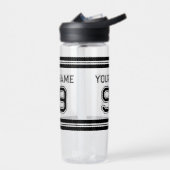 Eigen sportschoft nummer atletisch strips plastic waterfles (Links)