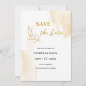 Eigen streekbladeren met de datum save the date (Voorkant)