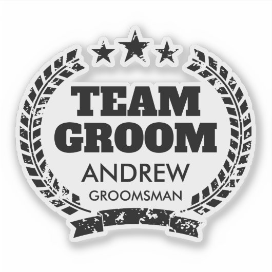 Eigen team vinylstickers voor groomsmen sticker (Voorkant)