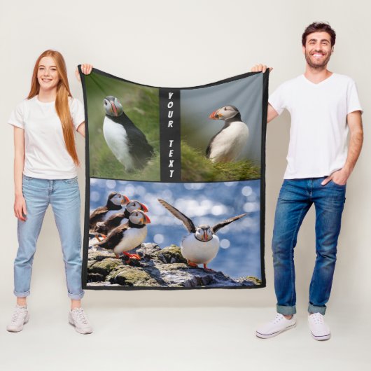 Eigen tekst en kleur Puffins dekens (In situ)