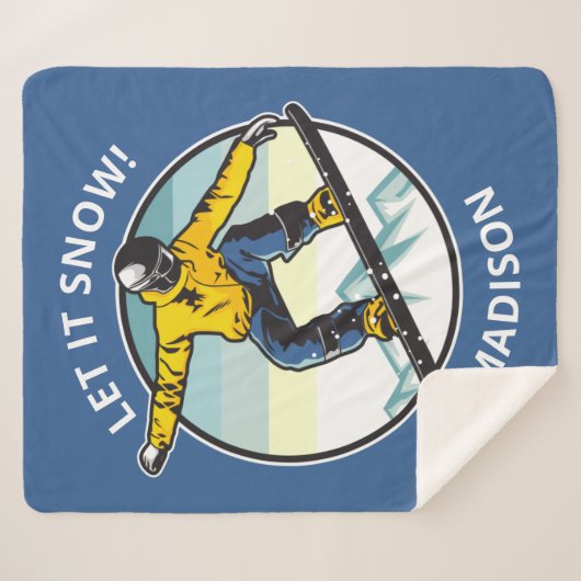 Eigen tekst en naam SNOWBOARDER Sherpa Deken (Voorkant (horizontaal))