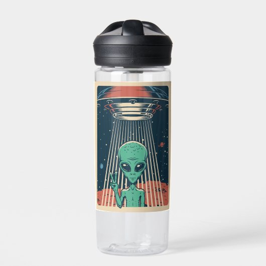 Eigen tekst en naam UFO Alien Waterfles (Voorkant)