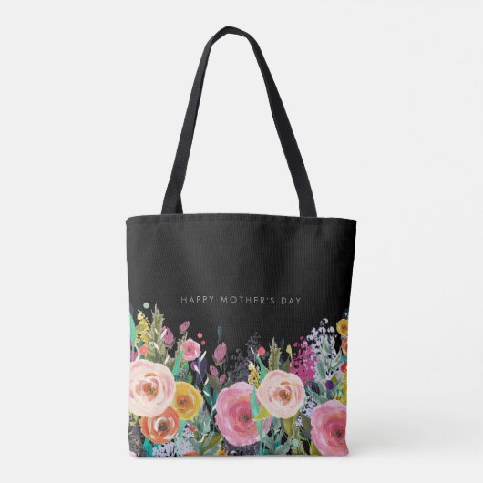 Eigen Tekst | Levendige bloemen | Moederdag | Draagtas (Achterkant)