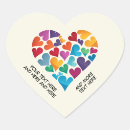 Eigen tekst, regenboog, sticker op maat in hartvor