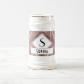 Eigen tekst/Roos Gold Art Deco Metallic Elegant Bierpul (Center)