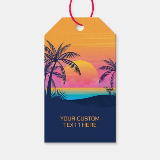 Eigen tekst Tropische Island Sunset Cadeaulabel (Voorkant)
