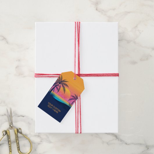 Eigen tekst Tropische Island Sunset Cadeaulabel (Met Touw)