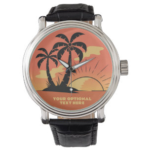 Eigen tekst Tropische Island Sunset Horloge