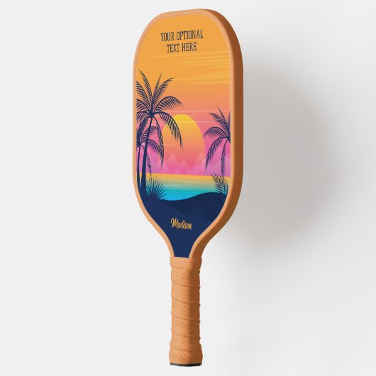 Eigen tekst Tropische Island Sunset Pickleball Paddle (Links)