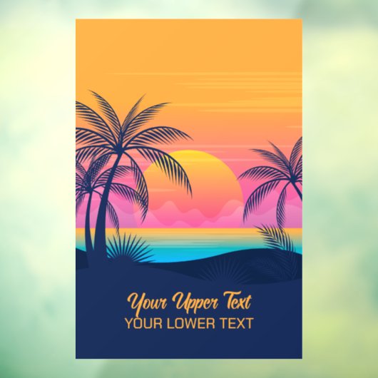 Eigen tekst Tropische Island Sunset Raamsticker (Vel 3)