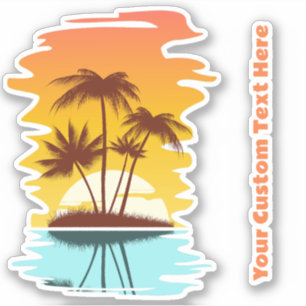 Eigen tekst Tropische Island Sunset Sticker