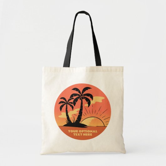 Eigen tekst Tropische Island Sunset Tote Bag (Voorkant)