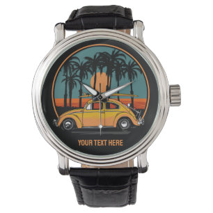 Eigen tekst Tropische Surfer Sunset Horloge