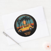 Eigen tekst Tropische Surfer Sunset Ronde Sticker (Envelop)