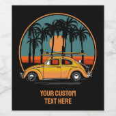 Eigen tekst Tropische Surfer Sunset Wijn Etiket (Enkel label)