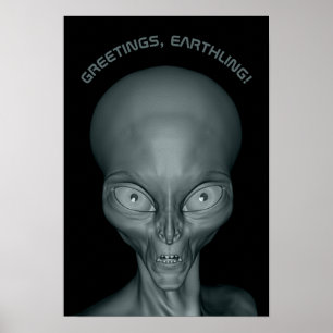 Eigen tekst UFO Alien-poster Poster