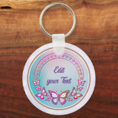 Eigen tekst, vlinders en hartenliefdesmonogram sleutelhanger (Achterkant)