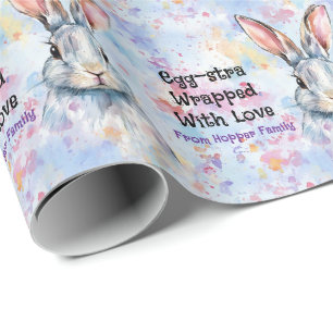 Eigen tekst Watercolor Paashaas Cadeaupapier