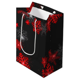 Eigen tekst zwart rood thema Nieuwjaar Medium Cadeauzakje