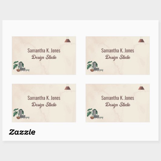 Eigen tekstontwerp Studio met gemarmerde stoellamp Rechthoekige Sticker (Vel)