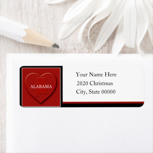 Eigen terugzendlabel Alabama Heart Map Etiket (Insitu)
