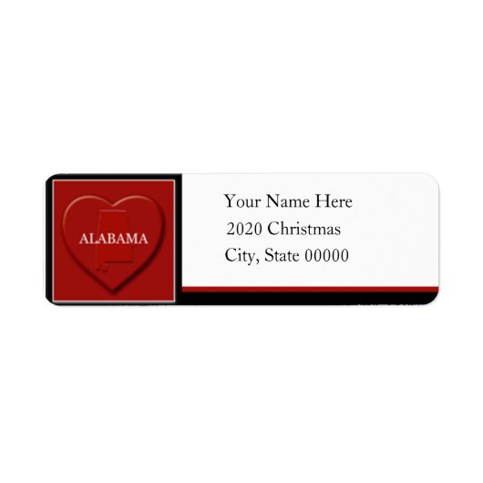 Eigen terugzendlabel Alabama Heart Map Etiket (Voorkant)