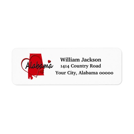 Eigen terugzendlabel Alabama Heart Map Etiket (Voorkant)