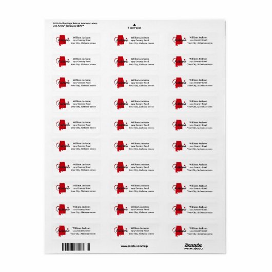 Eigen terugzendlabel Alabama Heart Map Etiket (Full Sheet)