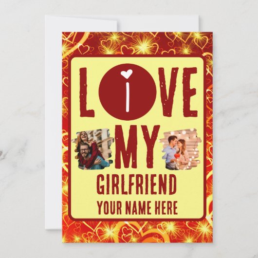 Eigen unieke 2 foto Collage I Love My Vriendin Feestdagenkaart (Voorkant)