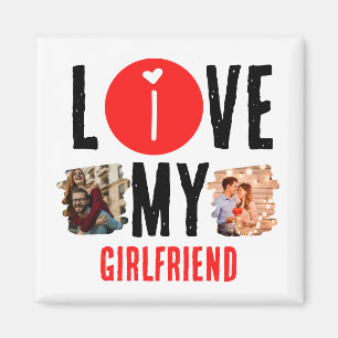 Eigen unieke 2 foto Collage I Love My Vriendin Magneet