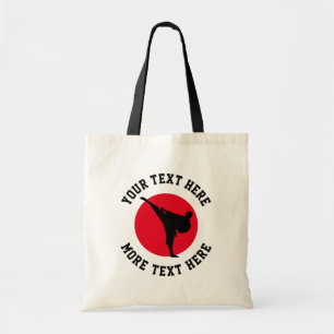 Eigen vechtkunsten karate schoppen silhouette tote bag