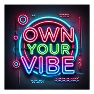 Eigen vibe - Neon Motivatie Poster Perfect Poster
