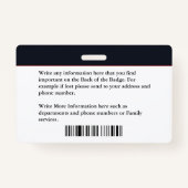 Eigen werknemersnaam ID Kaart Logo Streepjescode Badge (Achterkant)