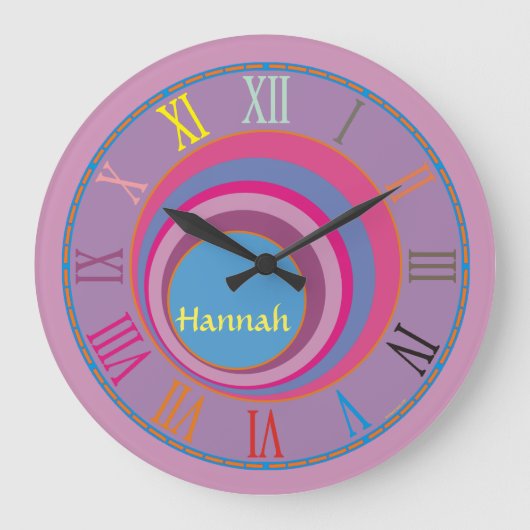 Eigen, wervelcirkels tornado schattige kunst grote klok (Voorkant)