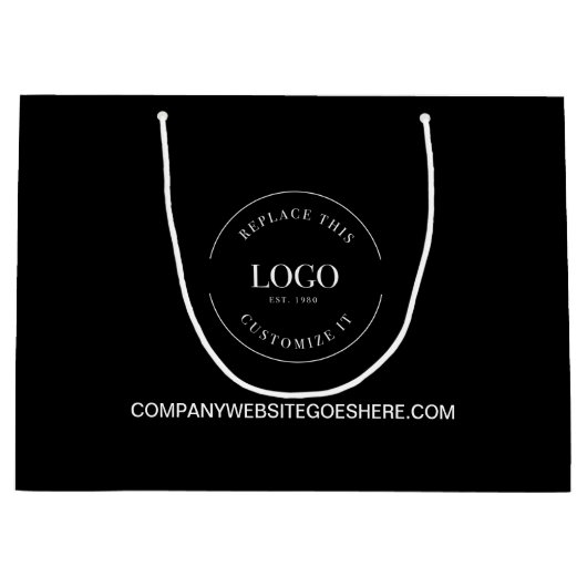 Eigen witte Logo op de zwarte Business-website Groot Cadeauzakje (Voorkant)
