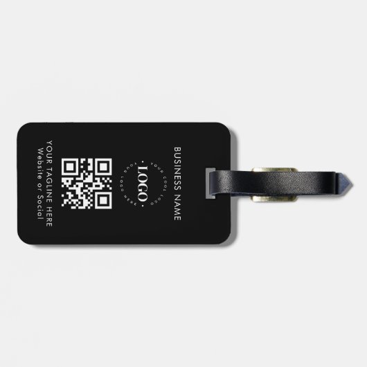 Eigen zakelijke bedrijven - QR-code en tekst eenvo Bagagelabel (Achterkant horizontaal)
