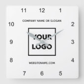 Eigen zakelijke Logo Minimale wittekst Vierkante Klok (Voorkant)