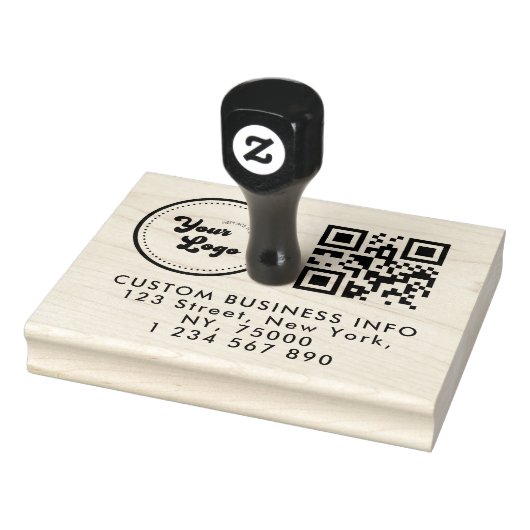 Eigen zakelijke Logo Qr-code en retouradres Rubberstempel (Stempel)