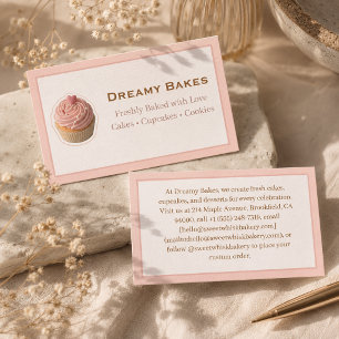 Eigenaar Aesthetische Roze Cupcake Bakkerij Visitekaartje