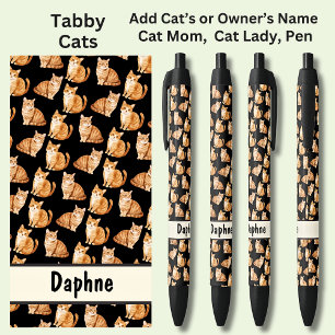 Eigenaar of Kattennaam toevoegen, Tabby Cats Zwarte Inkt Pen