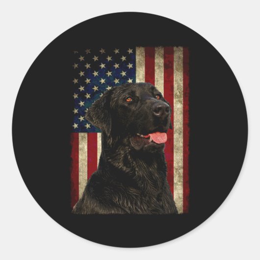 Eigenaar van Black Labrador Lab Usa Flag Lab Ronde Sticker (Voorkant)