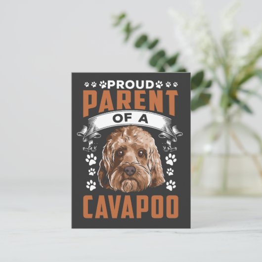 Eigenaar van Cavapoo Dog Parent Cute Puppy Briefkaart (Staand voorkant)