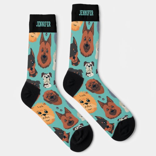 Eigenaar van Cute Hondenras Pattern Puppy Lover Do Sokken (Rechts)