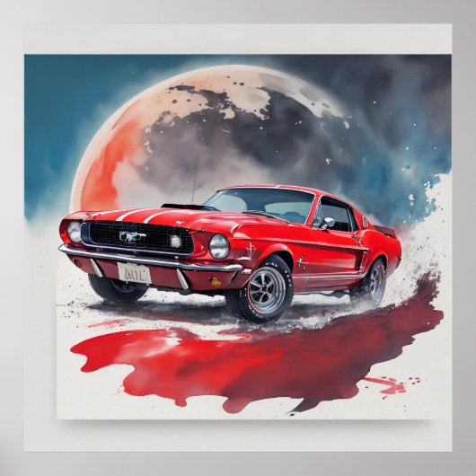 Eigenaar van een stuk van een rode Ford Mustang GT Poster (Voorkant)