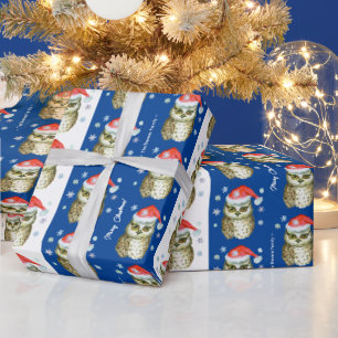 Eigenaar van het kerstpatroon van Santa Hats, blau Cadeaupapier
