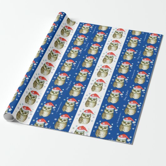 Eigenaar van het kerstpatroon van Santa Hats, blau Cadeaupapier (Uitgerold)