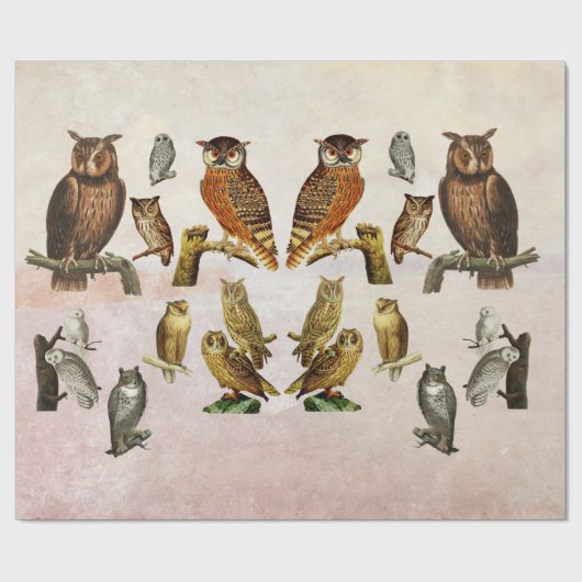eigenaar van vogels Wilde dieren Kunst Collage Cadeaupapier (Vlak)