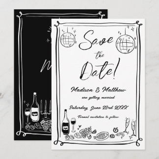 Eigenaardige met de hand getekende krabbeldoodles save the date